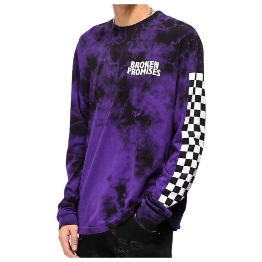 Broken Promises Purple Tie Dyed Long Sleeve Shirt Size S